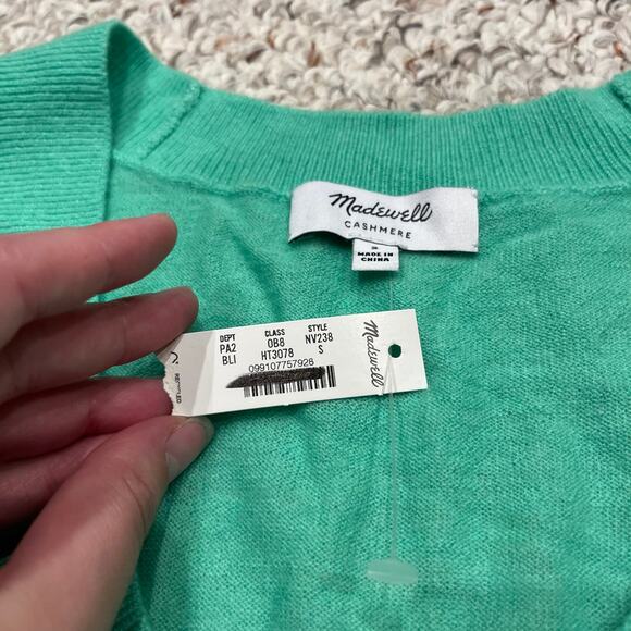 NWT Madewell Cashmere U Neck Pullover Sweater Sz S Bright Lime Quiet Luxury - Picture 6 of 6